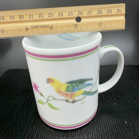 1989 Chase Parrots Of Paradise Lynn Chase Designs Fine Porcelain Coffee Mug Cup - Picture 3 of 11
